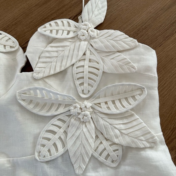 Farm Rio White 3d Flower Bodice Mini Dress - Picture 3 of 9